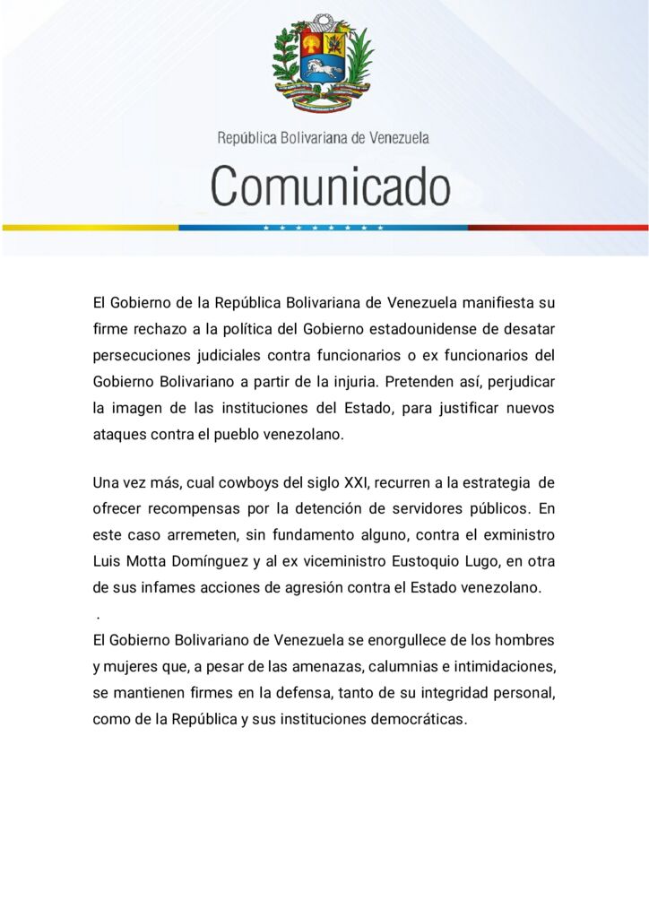 thumbnail of Gobierno-Bolivariano-rechaza-persecusión-judicial-de-EEUU-contra-exministro-Luis