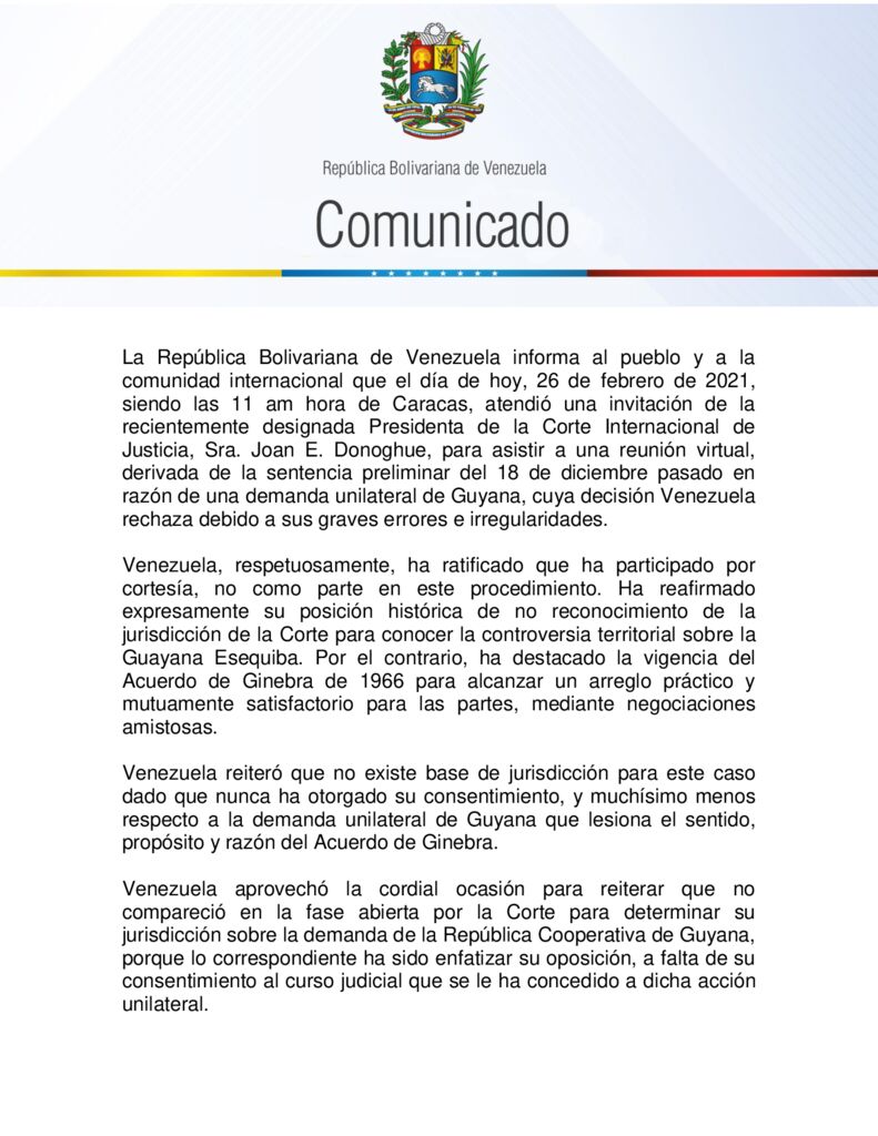 thumbnail of Venezuela-reafirma-a-la-CIJ-que-no-reconoce-su-jurisdiccion-en-controversia-sobre-la-Guayana-Esequiba