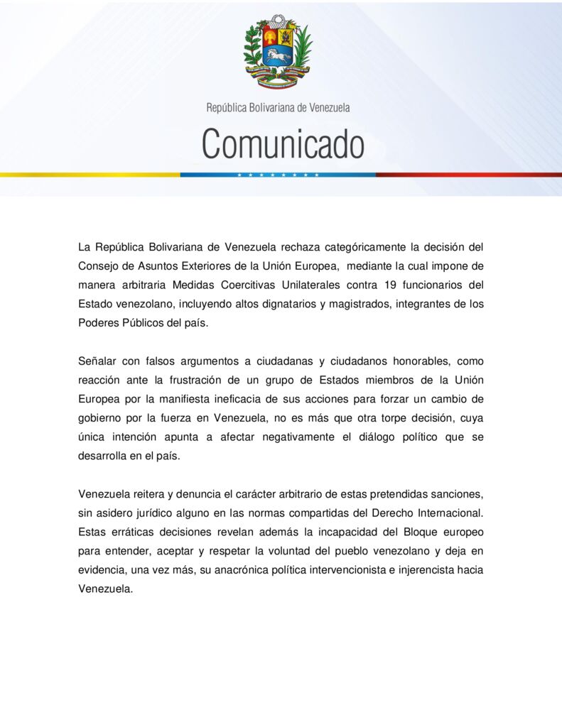 thumbnail of Venezuela-rechaza-imposicion-de-nuevas-medidas-coercitivas-unilaterales-desde-la-UE