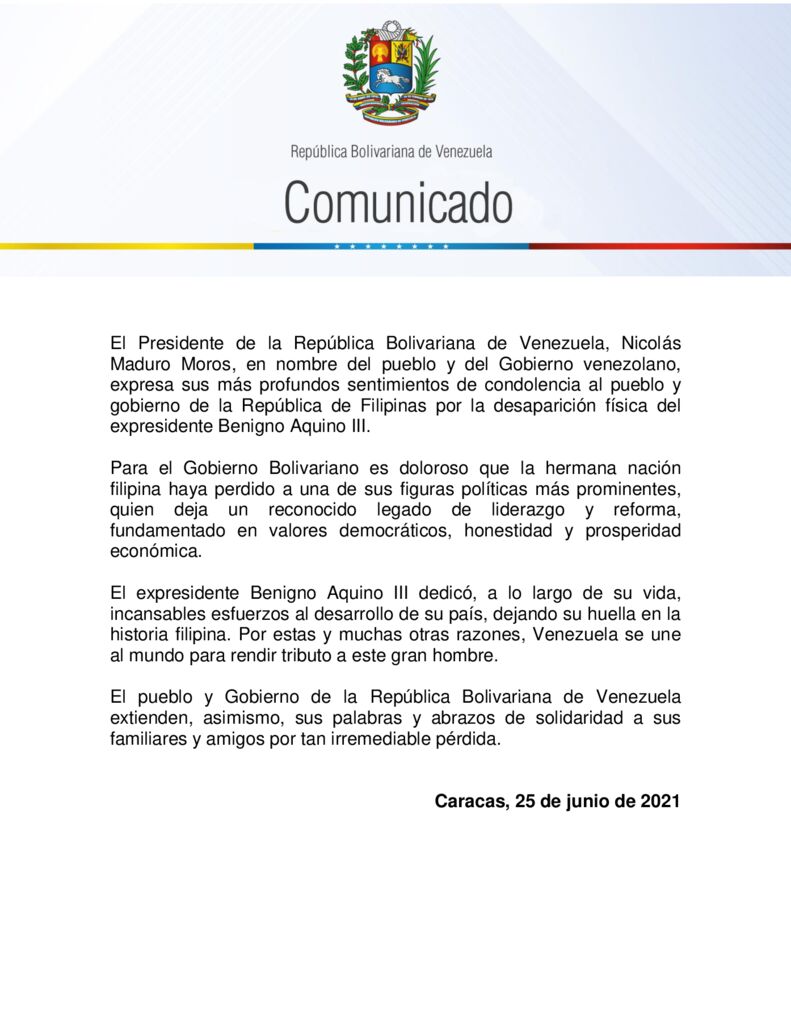 thumbnail of Venezuela-extiende-sus-condolencias-por-sentida-desaparicion-fisica-del-expresidente-de-Filipinas-Benigno-Aquino-III-1