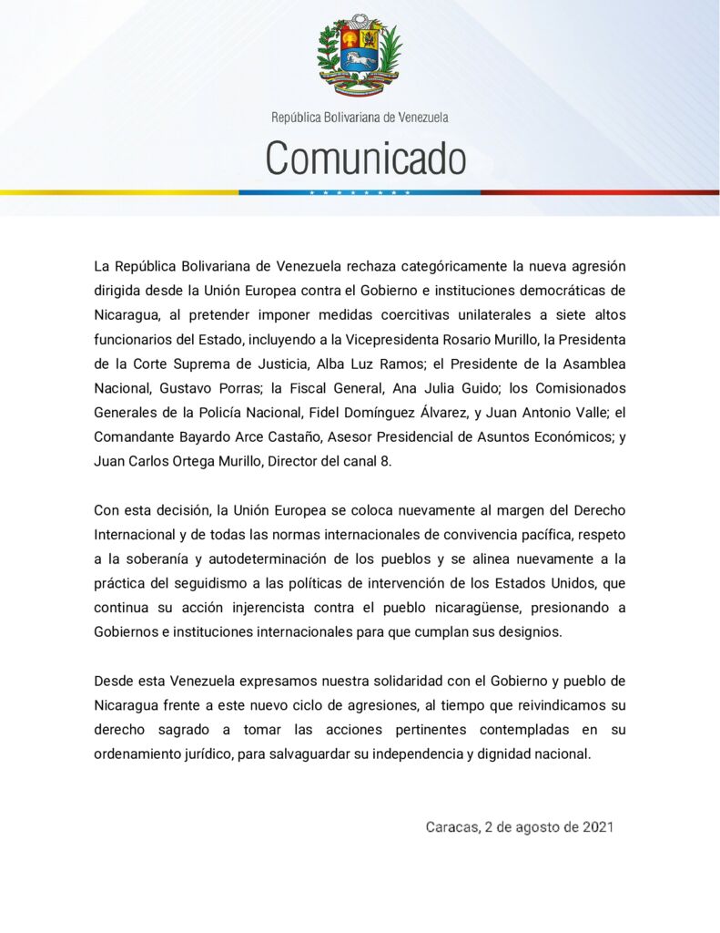 thumbnail of Venezuela-rechaza-medidas-unilaterales-funcionarios-Nicaragua