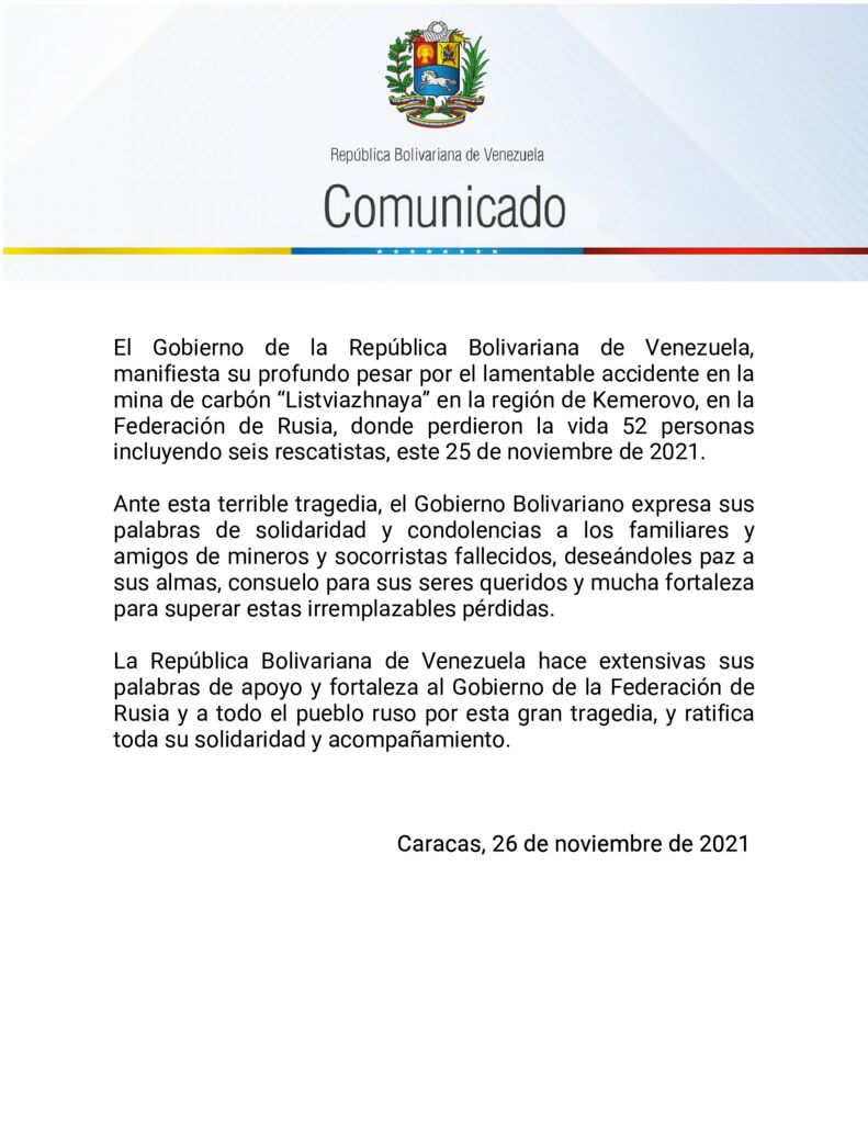 thumbnail of Venezuela-manifiesta-su-pesar-por-lamentable-accidente-en-la-mina-de-carbon-rusa