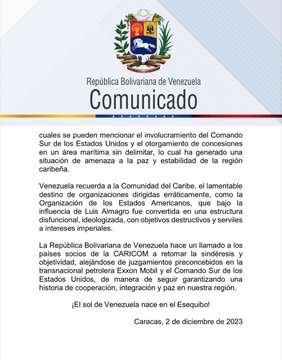 Venezuela rechazó lo dicho por la CARICOM