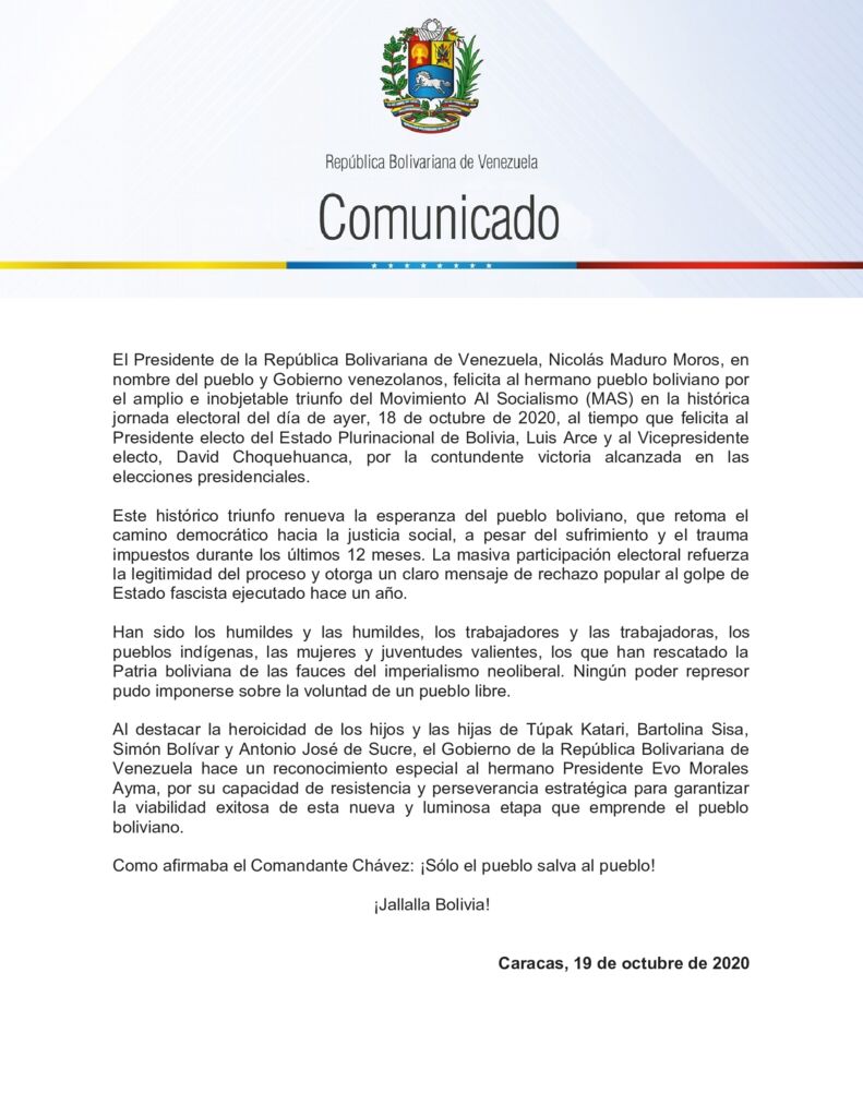 thumbnail of Venezuela-felicita-al-MAS-y-Luis-Arce-por-contundente-triunfo-electoral-en-Bolivia