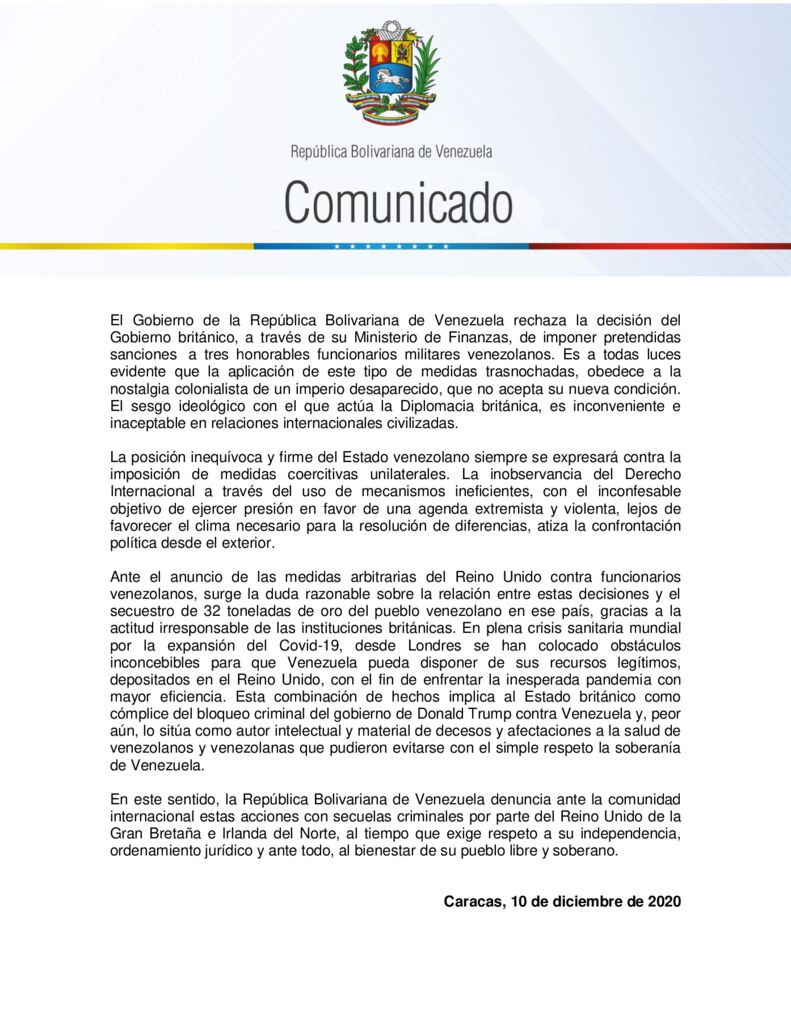 thumbnail of Venezuela-rechaza-sanciones-del-Gobierno-britanico-contra-militares-venezolanos