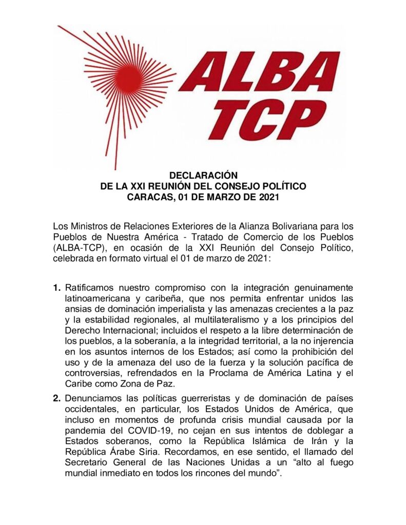 thumbnail of Declaracion-Conjunta-de-la-XXI-Reunion-del-Consejo-Politico-del-ALBA-TCP