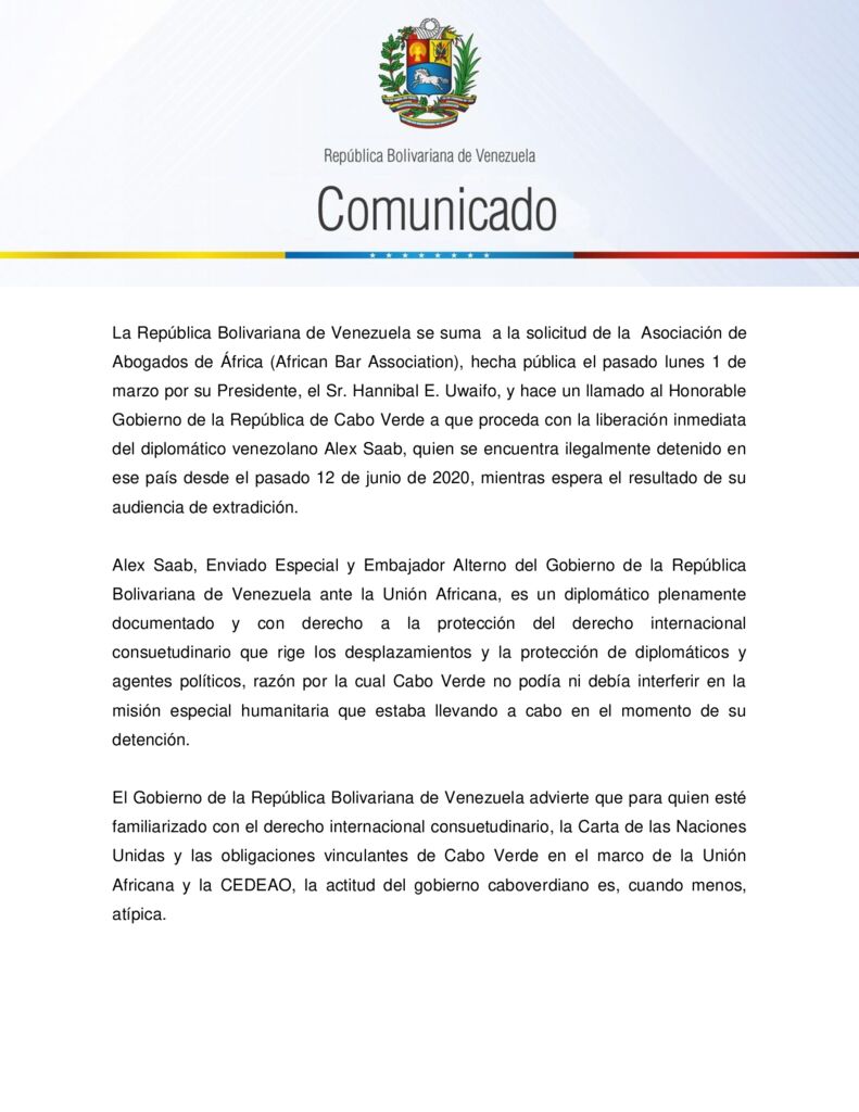 thumbnail of Venezuela-se-une-a-la-solicitud-de-la-Asociacion-de-Abogada-de-Africa-y-pide-al-Gobierno-de-Cabo-Verde-liberacion-inmediata-de-Alex-Saab