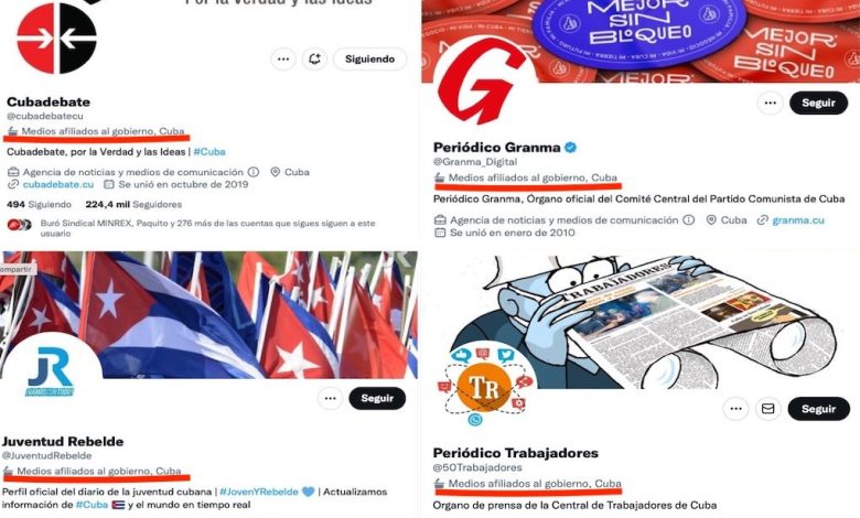 Twitter marca a medios vinculados con Cuba
