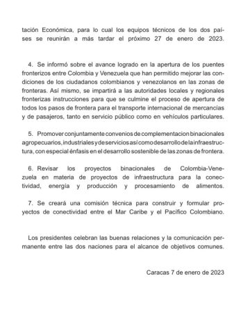 Comunicado Venezuela y Colombia 2