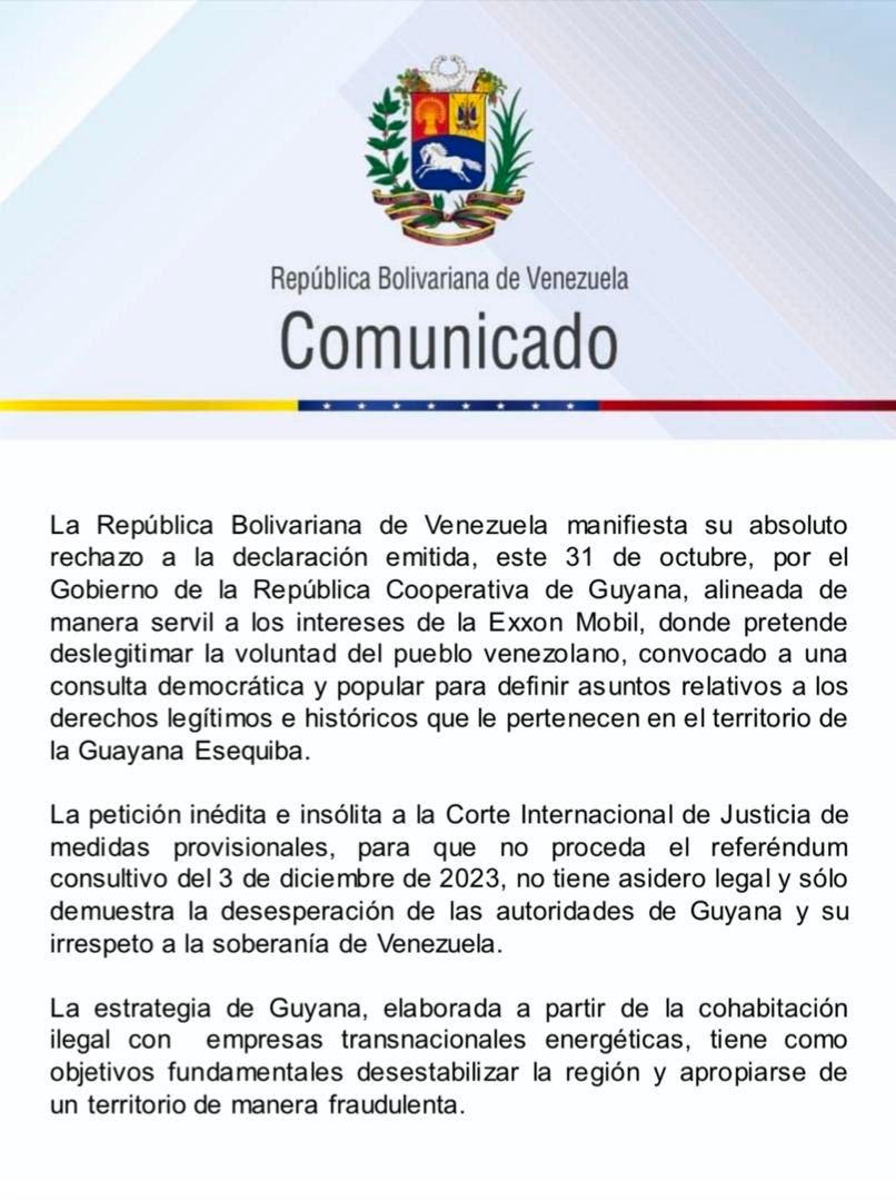 Venezuela rechaza pretensiones de Guyana de deslegitimar el referéndum