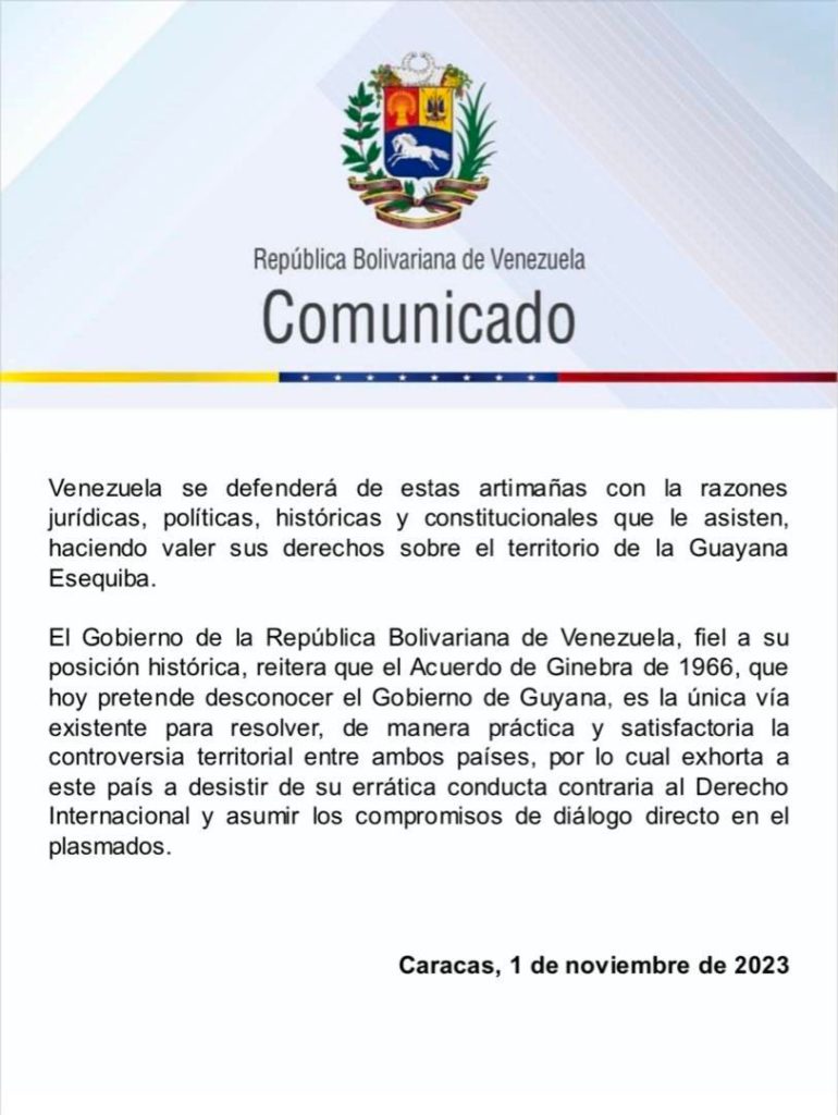 Venezuela rechaza pretensiones de Guyana de deslegitimar el referéndum