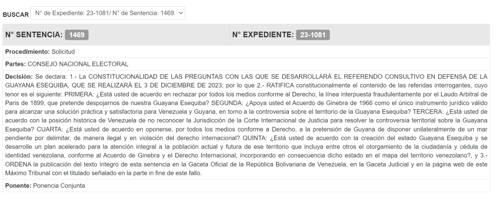 TSJ declara constitucionalidad de las cinco preguntas del referéndum del 3D