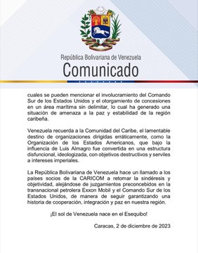 Venezuela rechazó lo dicho por la CARICOM