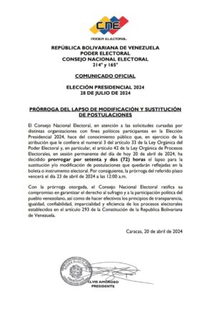 Comunicado del CNE