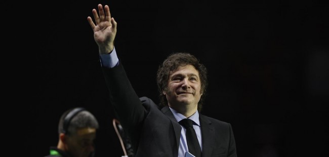 Presidente argentino, Javier Milei, en un acto de VOX