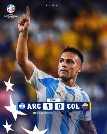 Argentina derrotó este domingo 1-0 en la final de la Copa América a su similar de Colombia