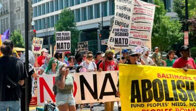 Protestan en la Casa Blanca en rechazo a la OTAN