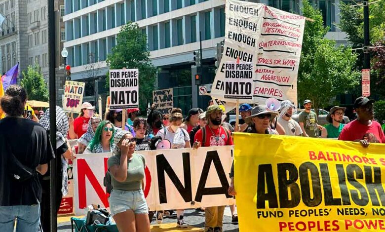 Protestan en la Casa Blanca en rechazo a la OTAN