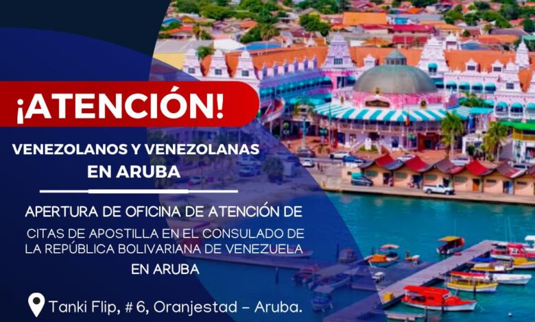 Consulado de Venezuela en Aruba atenderá citas de apostilla