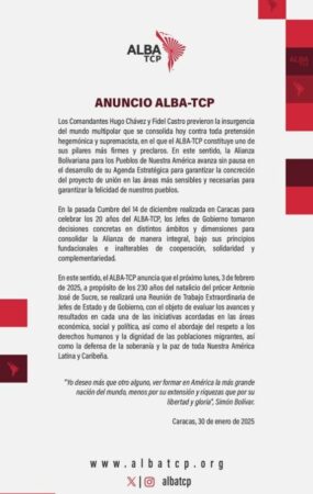 ALBA-TCP convoca Cumbre Extraordinaria presidencial para tema migratorio