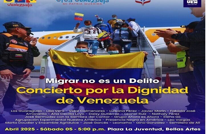Gran concierto por la Dignidad en apoyo a los migrantes venezolanos