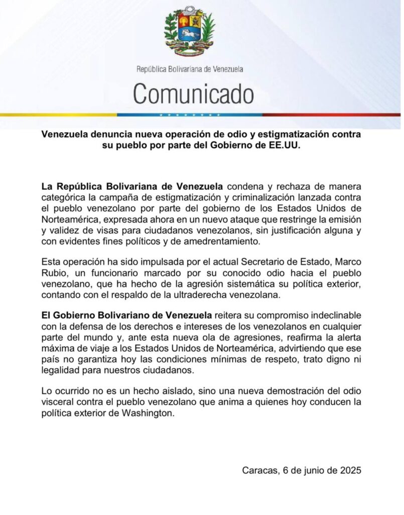 una nueva demostración del odio visceral contra el pueblo venezolano