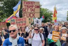Protestan en Escocia contra visita de Trump
