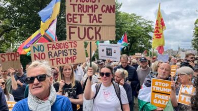 Protestan en Escocia contra visita de Trump