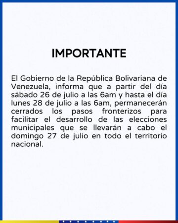 Vicepresidenta Delcy Rodríguez anunció el cierre temporal de pasos fronterizos