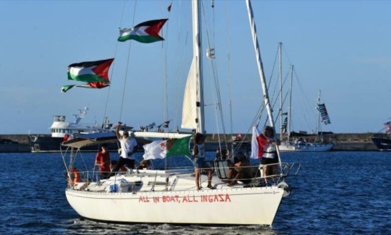 Los activistas de FGS zarpan del puerto de Bizerta, Tunéz, para romper el asedio israelí, 13 de septiembre de 2025.