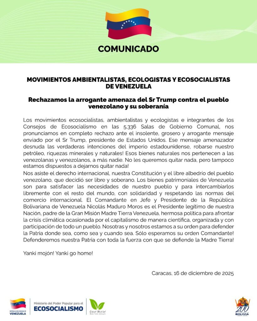  No les queremos quitar nada, pero tampoco estamos dispuestos a dejarnos quitar nada! Nos asiste el derecho internacional, nuestra Constitución y el libre albedrío del pueblo venezolano, que decidió ser libre y soberano.