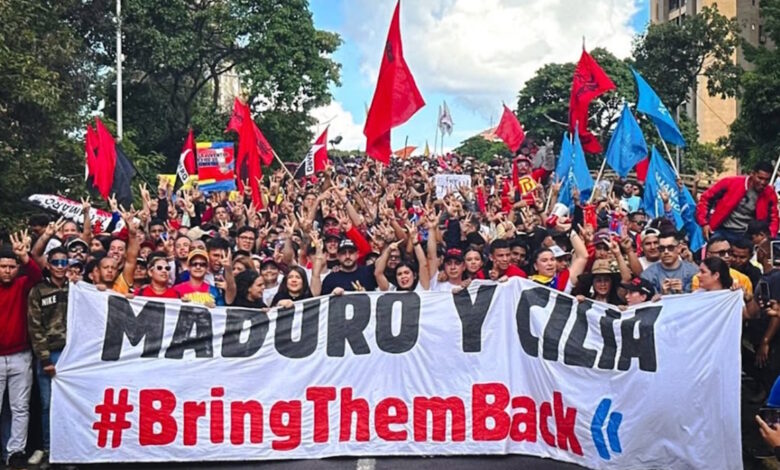 Movimientos sociales marcharon en Caracas exigiendo liberación del presidente Maduro y primera dama