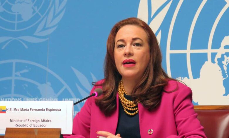 Ecuatoriana María ‌Fernanda Espinosa se une a carrera para liderar la ONU
