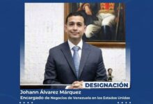 Johann Álvarez designado como nuevo Encargado de Negocios de Venezuela en EE.UU.