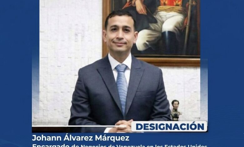 Johann Álvarez designado como nuevo Encargado de Negocios de Venezuela en EE.UU.