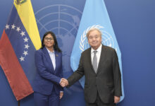 Delcy Rodríguez sostiene encuentro con el secretario general de la ONU, António Guterres