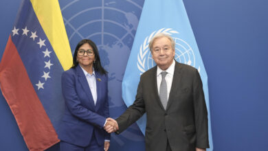 Delcy Rodríguez sostiene encuentro con el secretario general de la ONU, António Guterres